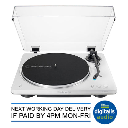 Audio-Technica AT-LP70XBT Bluetooth Turntable Record Player - White/Silver